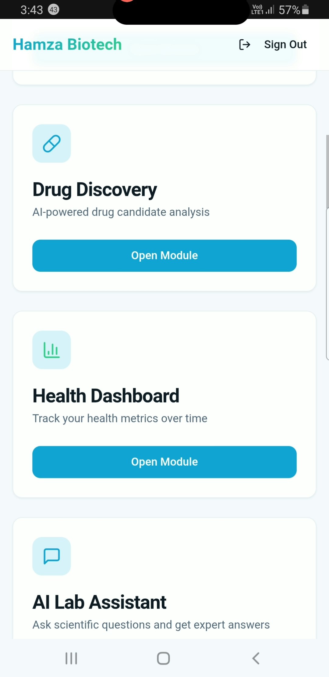 Hamza Biotech - Screenshot 2 showing product features and functionality