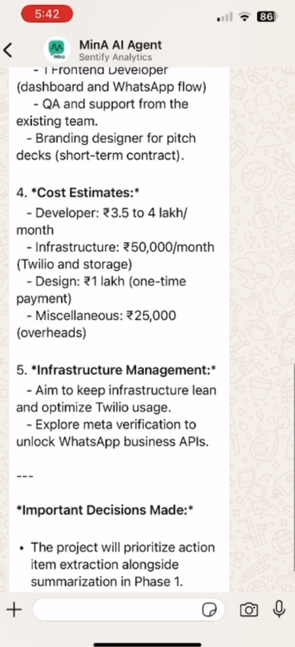 MinA – AI Meeting Assistant on WhatsApp gallery image