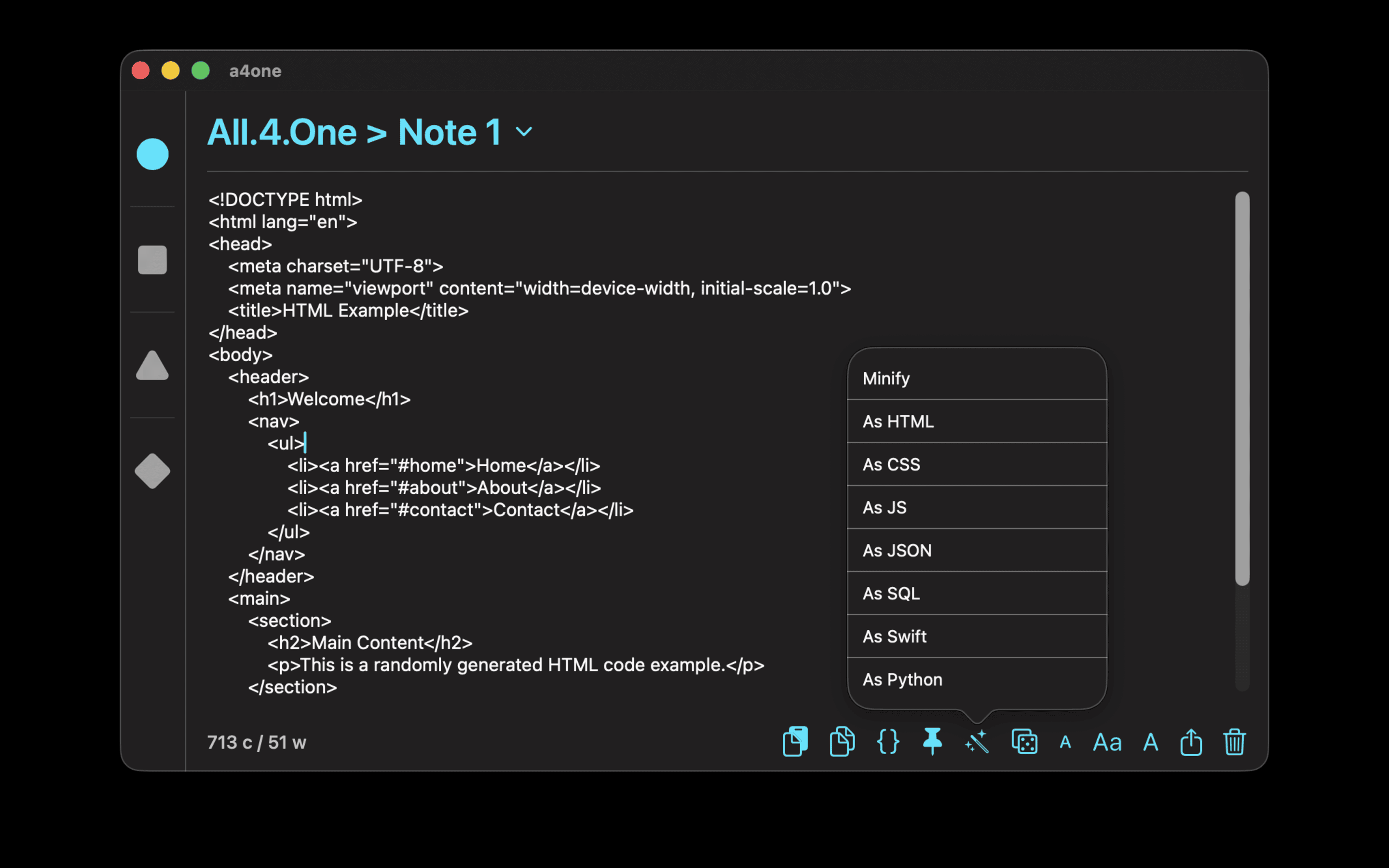 A.4.One > Developer tools, one app - Screenshot 4 showing product features and functionality