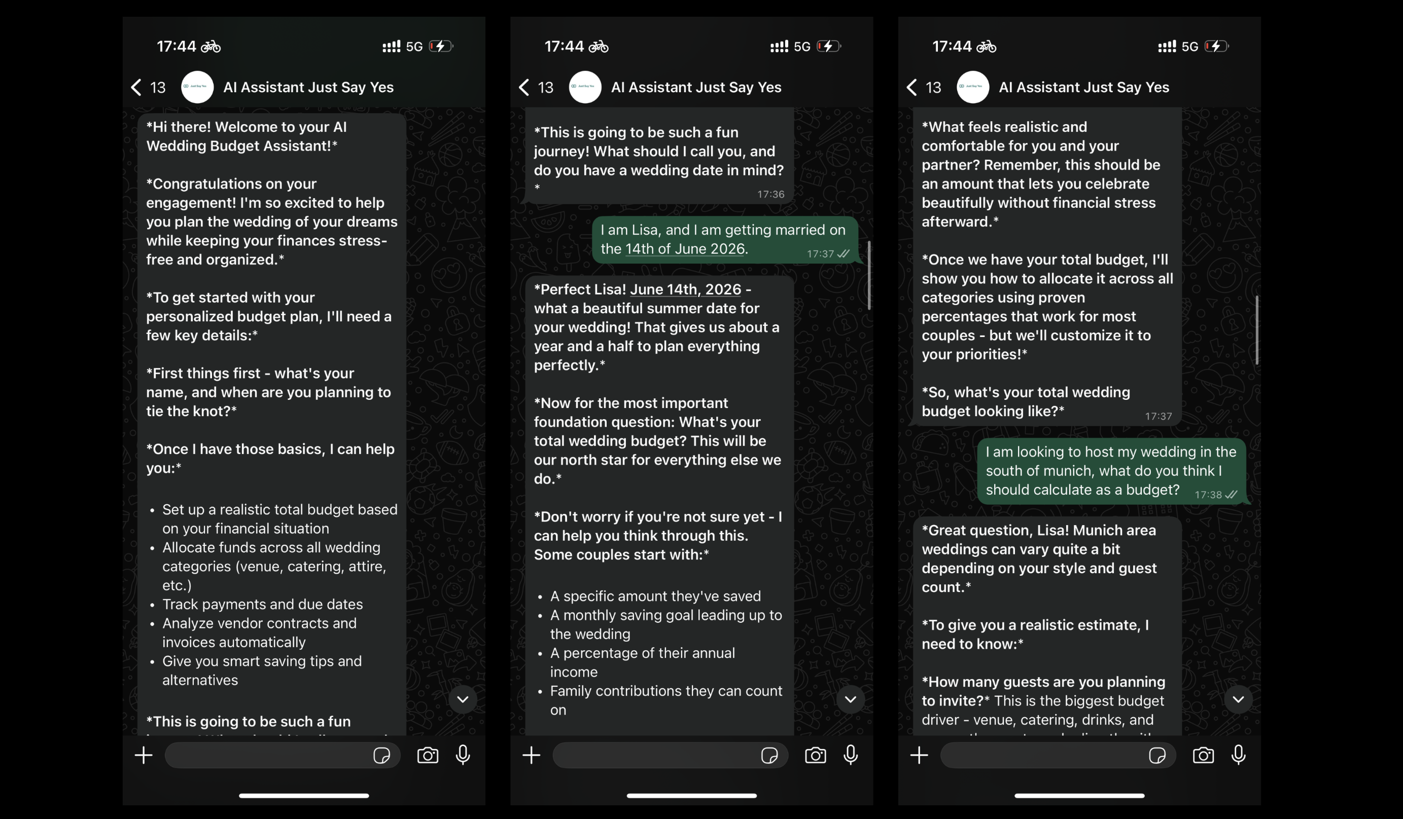 Just Say Yes - chat based wedding agent media 3