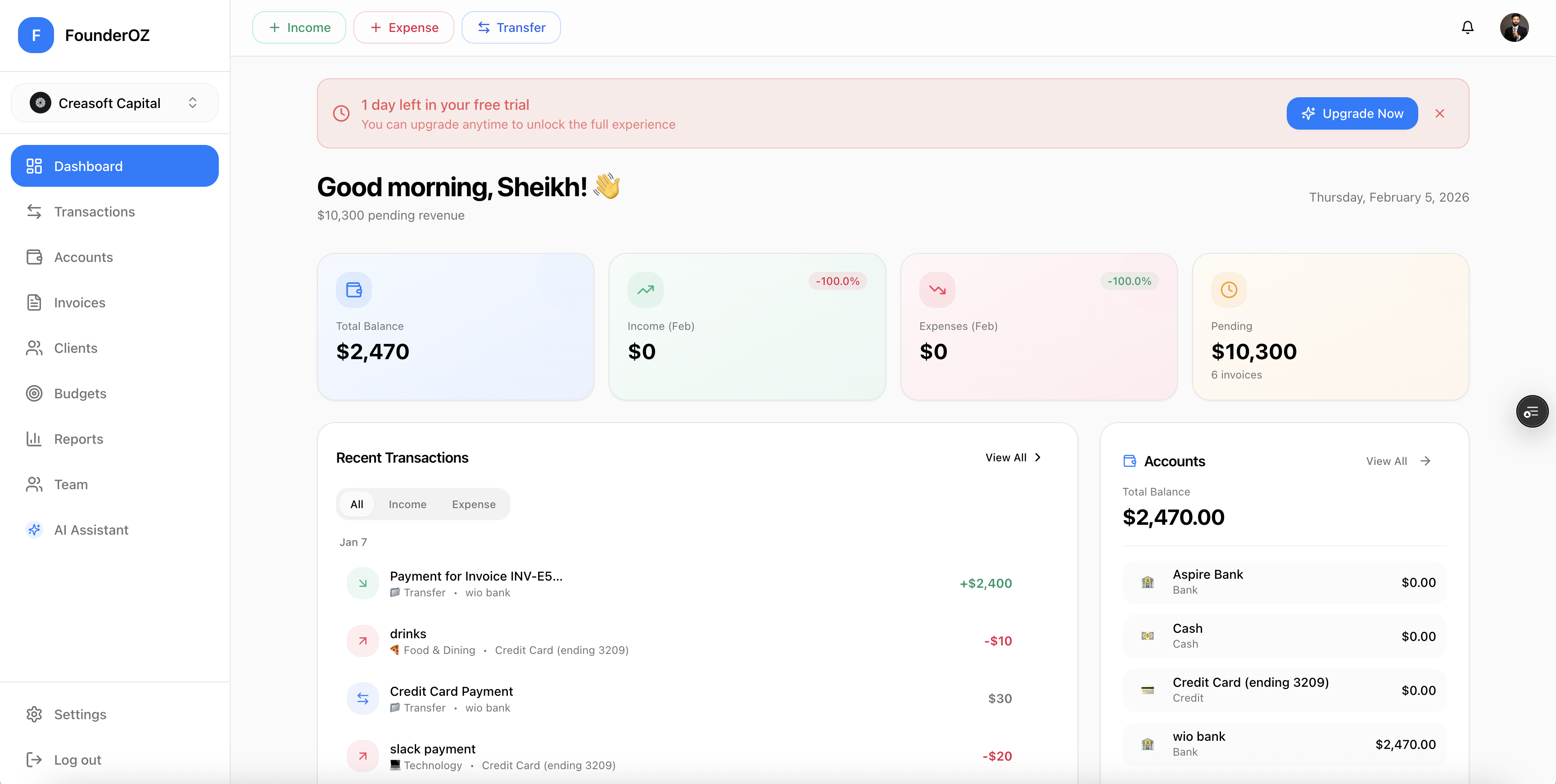 FounderOZ - Screenshot 2 showing product features and functionality