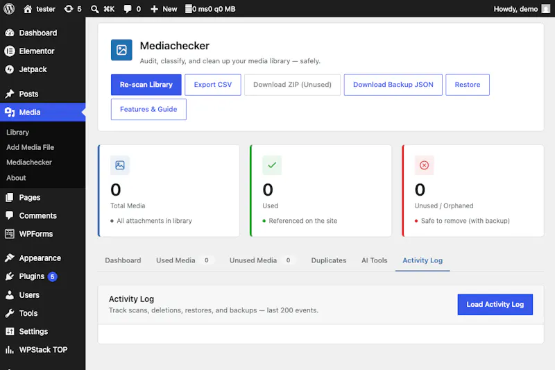 Mediachecker - Wordpress Plugin screenshot 5