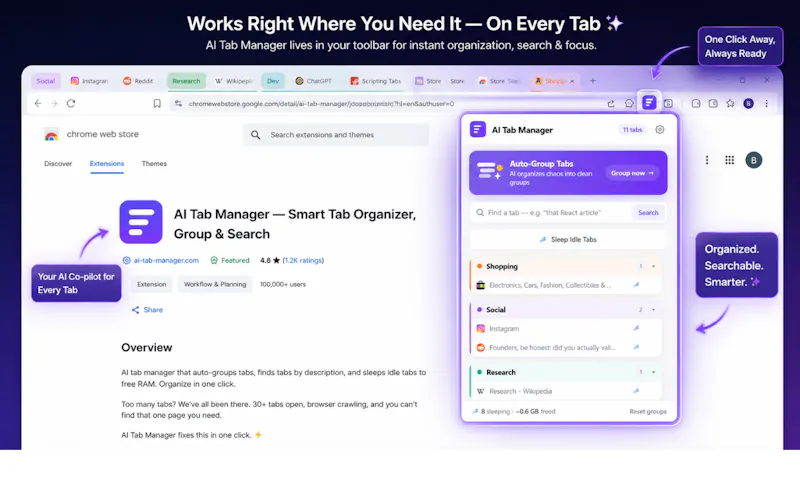AI Tab Manager - search , sleep & Manage screenshot 2