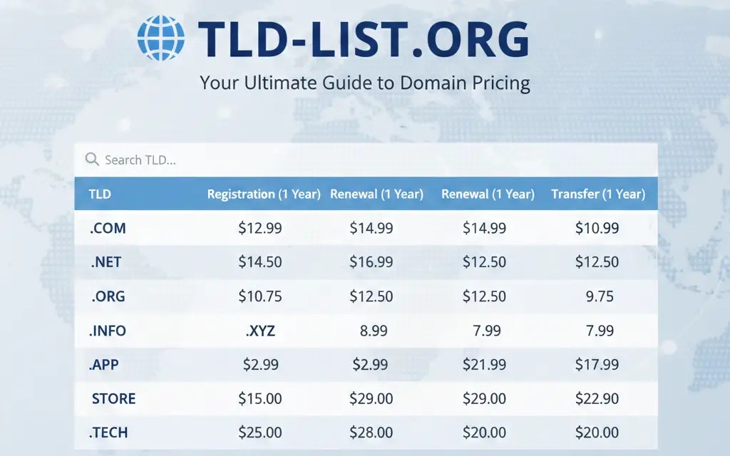 TLD List – Smarter Domain Buying - Main product screenshot demonstrating key features and user interface