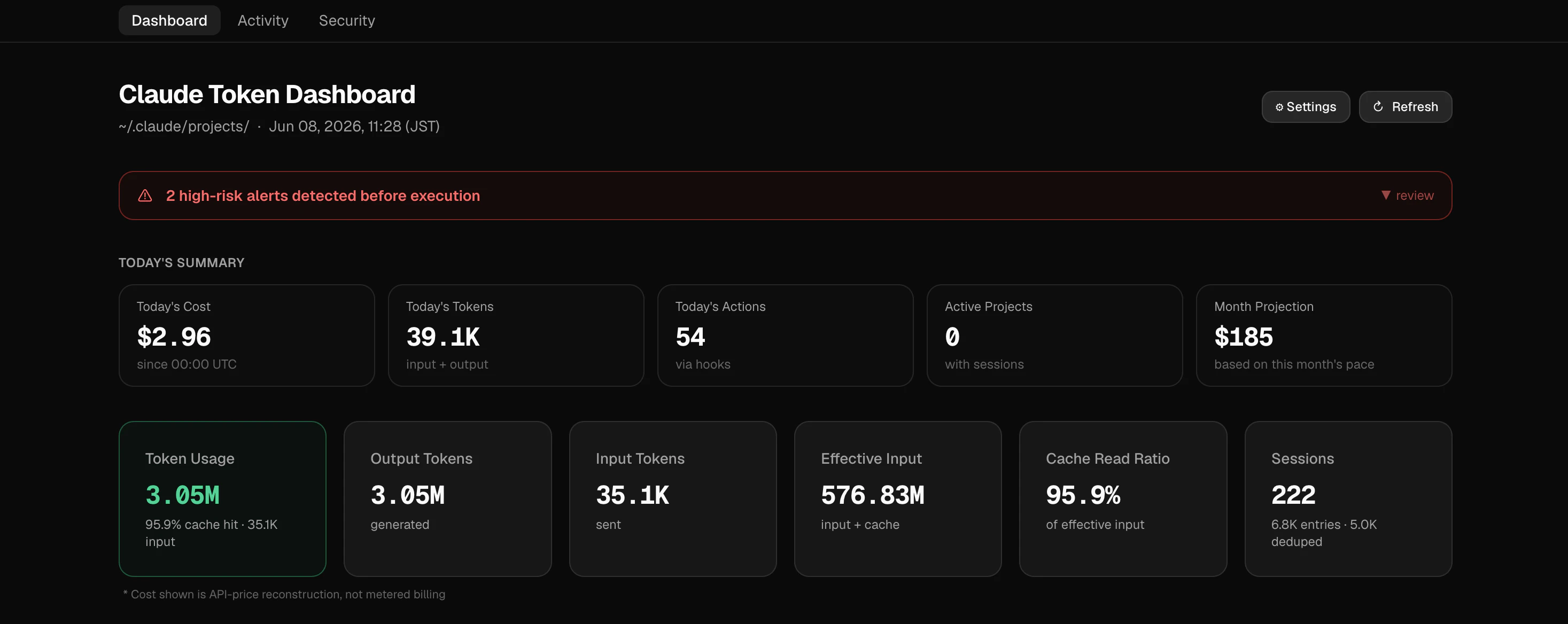 Claude Token Dashboard screenshot 2