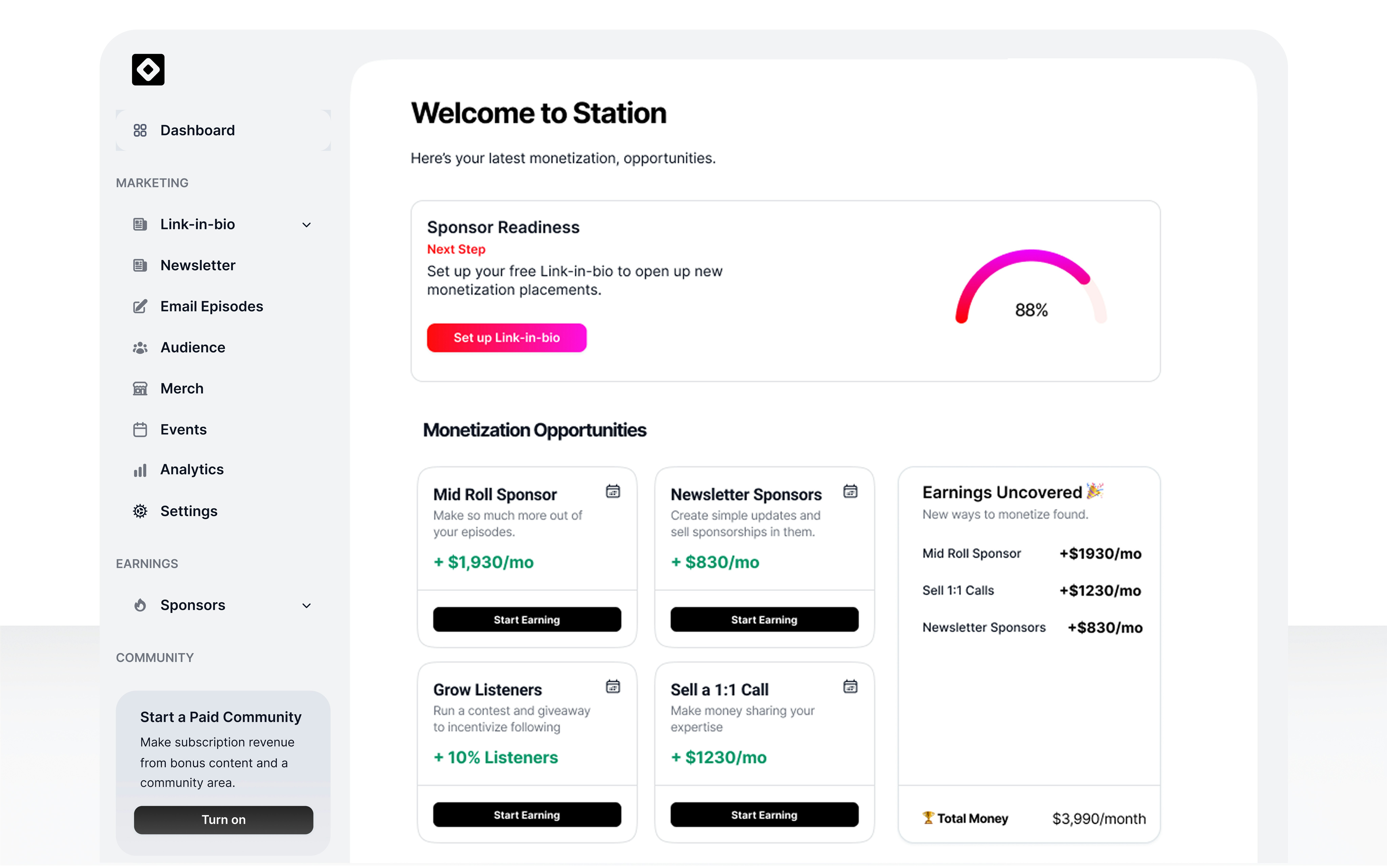 Média Gare - Assistant des revenus de créateur AI qui vous aide à trouver des sponsors 7