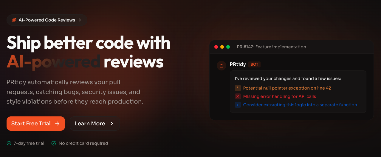 PRtidy - Main product screenshot demonstrating key features and user interface