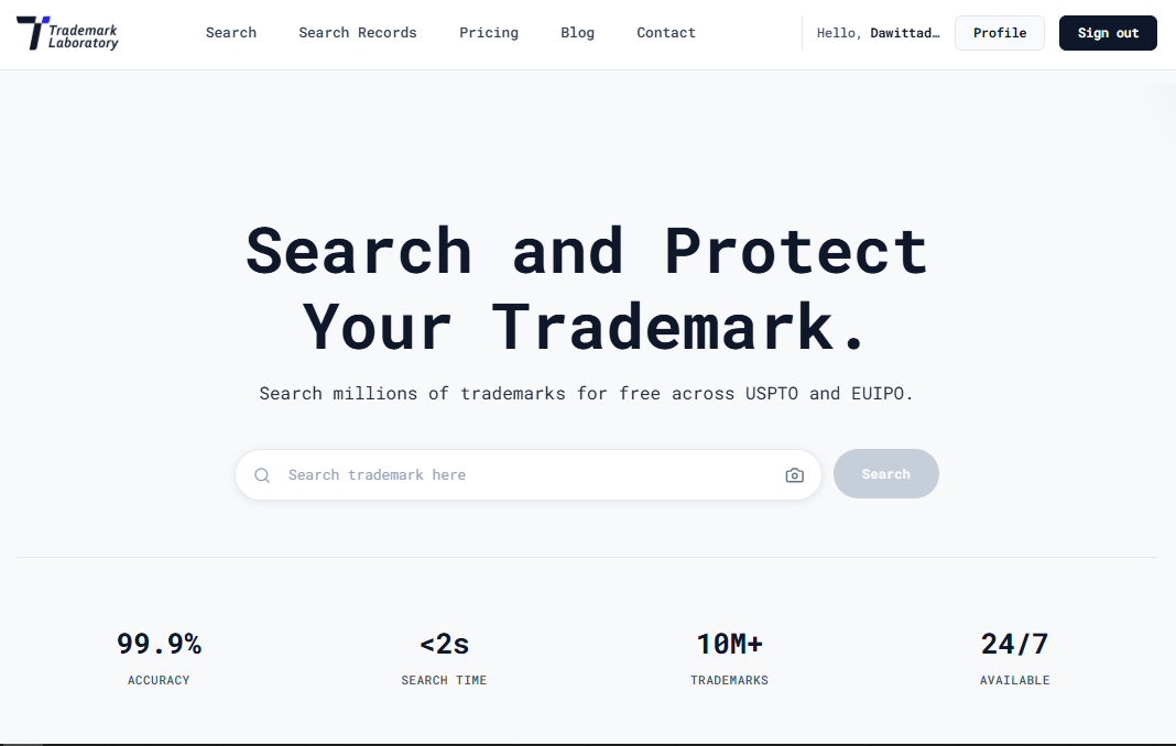 Trademark Lab - Main product screenshot demonstrating key features and user interface