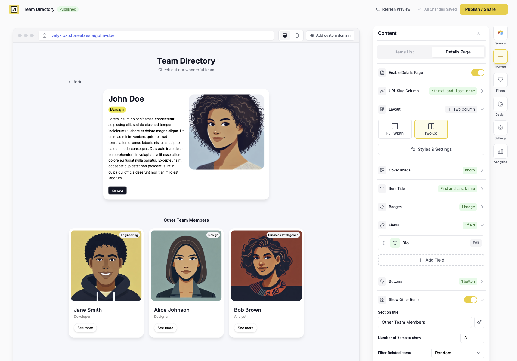 Turn Google Sheets into Website Widgets - Screenshot 3 showing product features and functionality