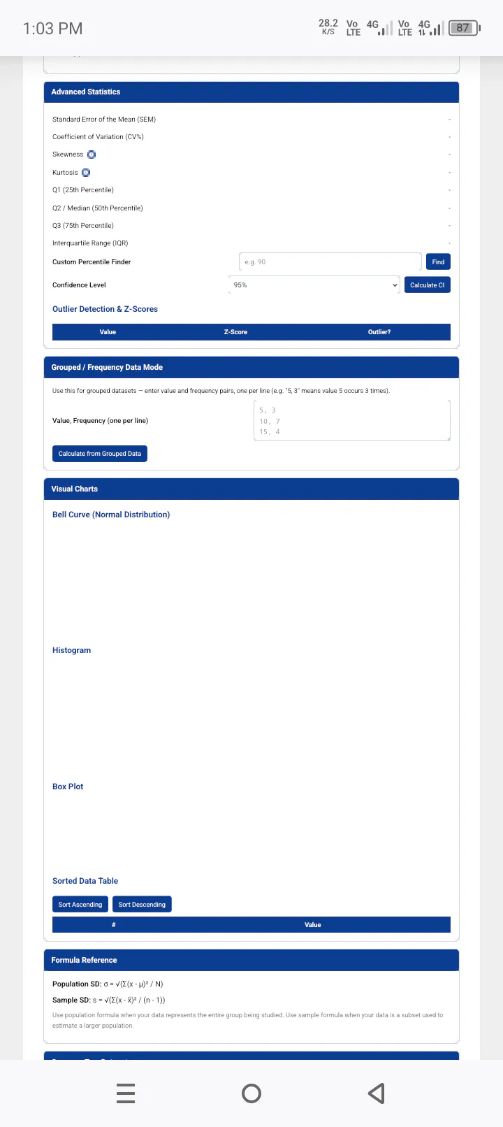 Standard Deviation Calculator screenshot