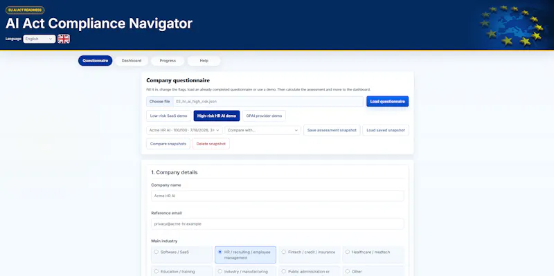 AI Act Compliance Navigator screenshot 4