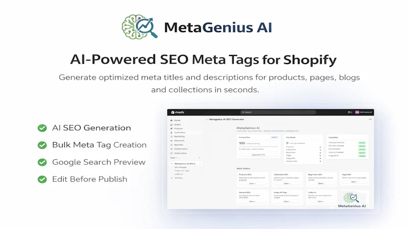 MetaGenius AI — AI SEO for Shopify screenshot 3
