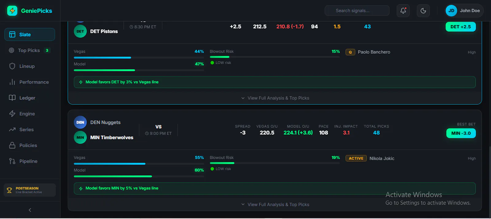 NBA Betting Management screenshot 1