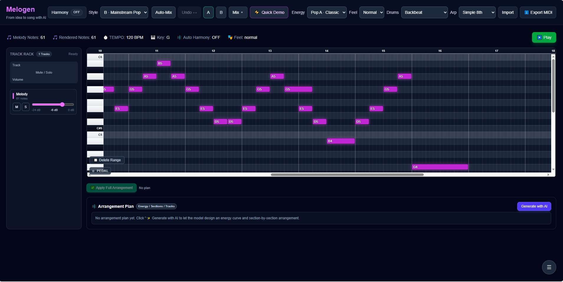 Melogen - Main product screenshot demonstrating key features and user interface