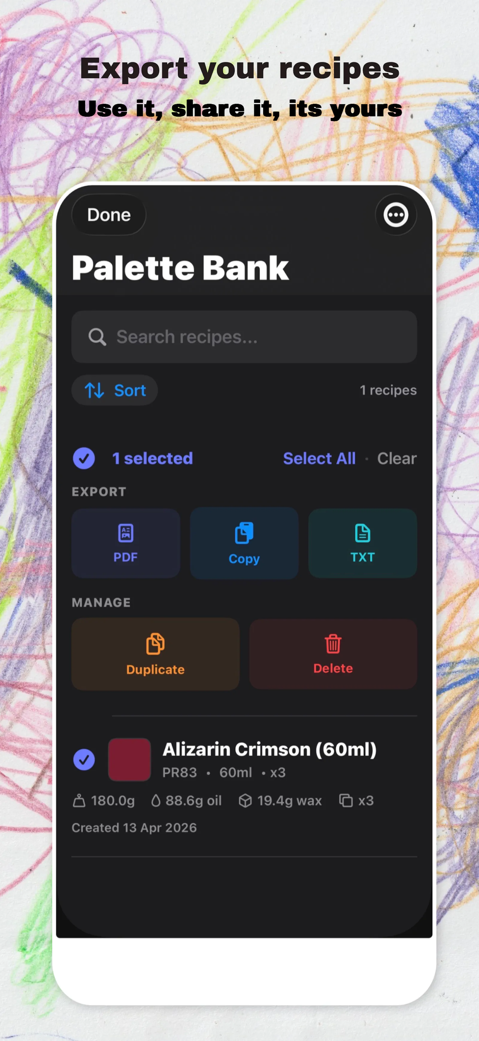 Wax&Pigment - Artist Oil Bar Calculator screenshot 9