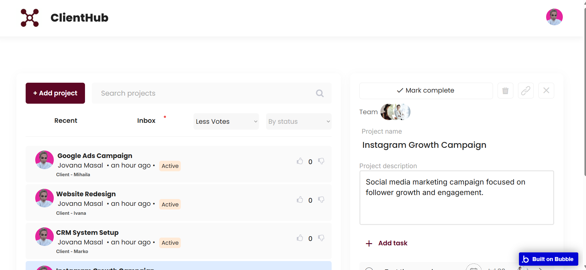 SaaS CRM for clients, projects, tasks gallery image