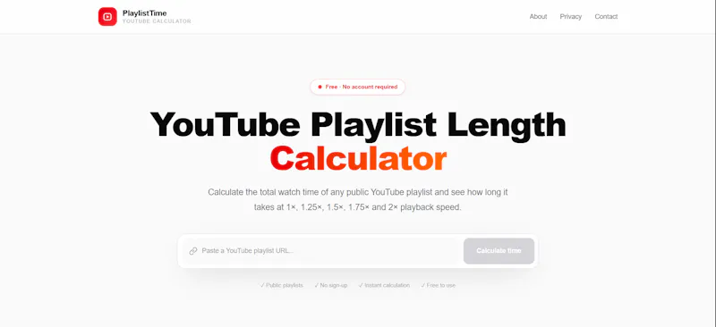 youtube-playlist-length-calculator screenshot 1