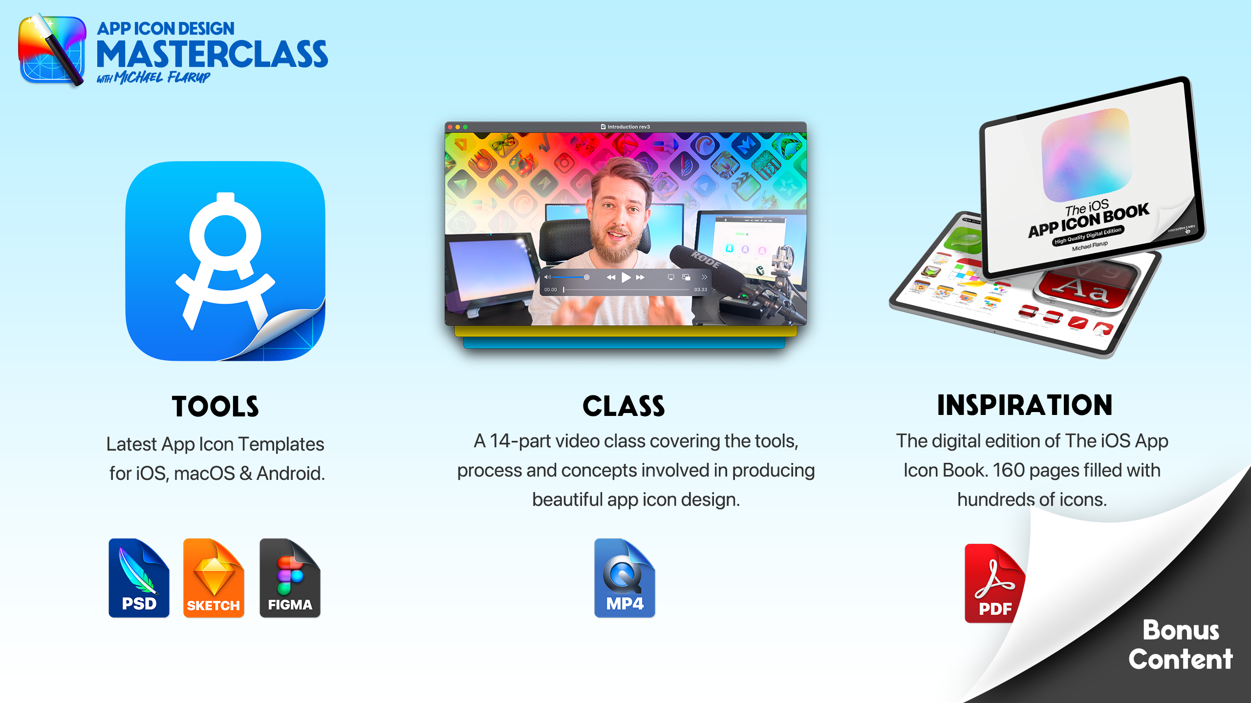 Ứng dụng thiết kế biểu tượng Masterclass media 3