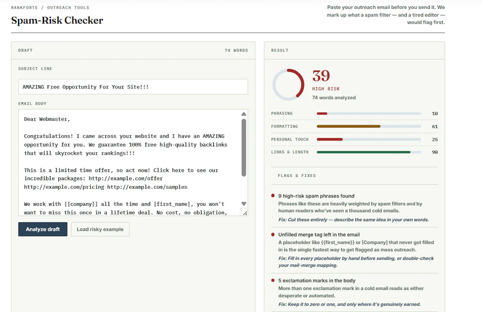 Spam Risk Checker screenshot 1