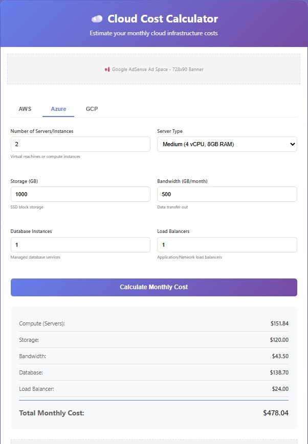Cloud Cost Calculator gallery image