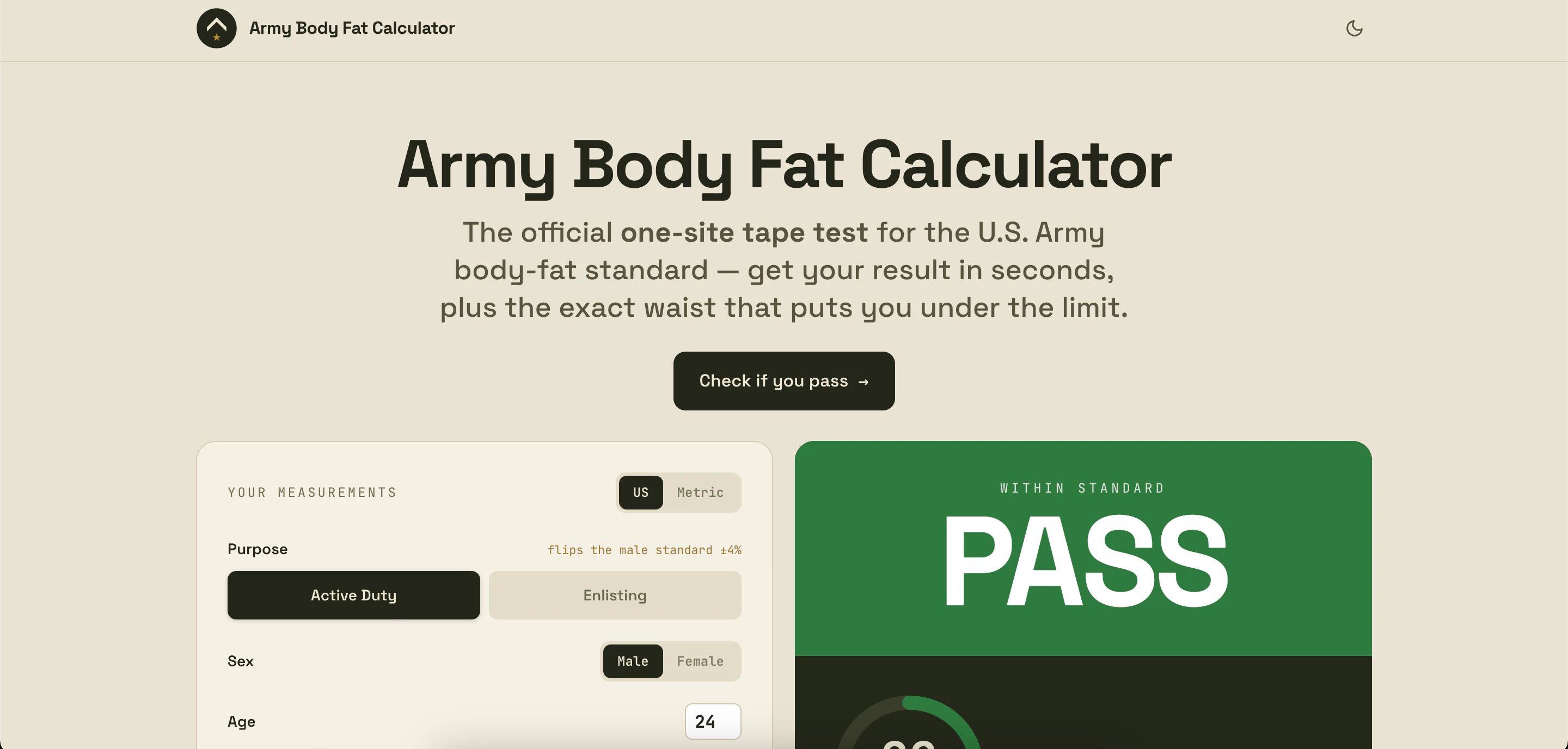 Army Body Fat Calculator 截图