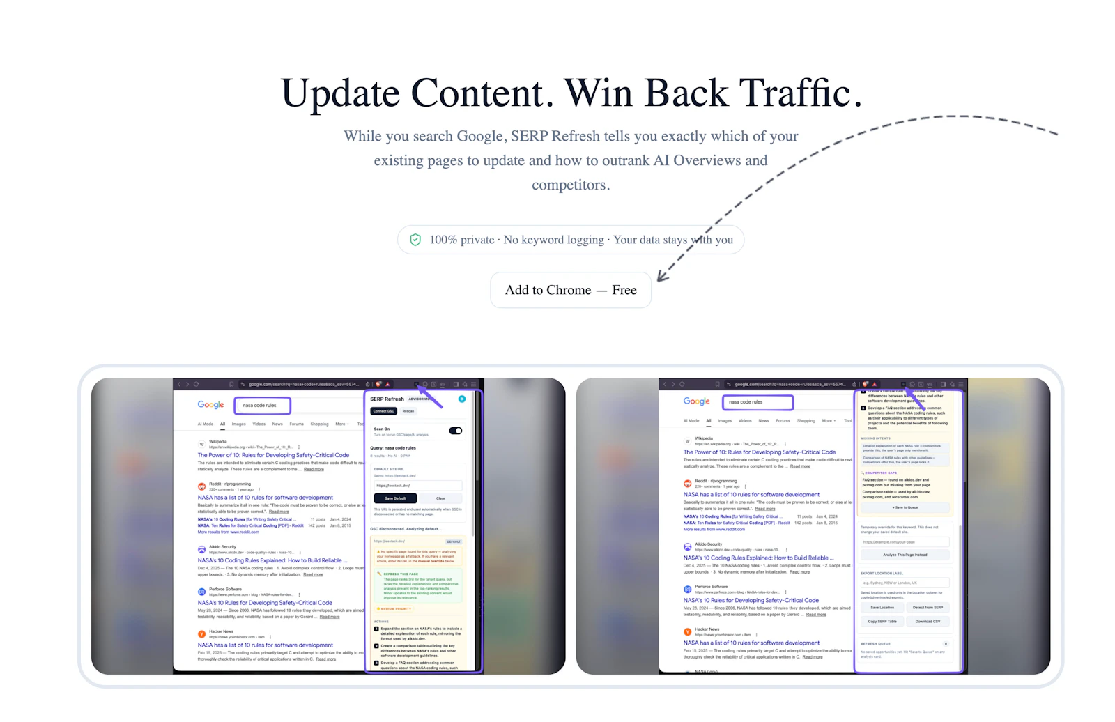SERP Refresh: AI SEO GSC Content Updates screenshot 2