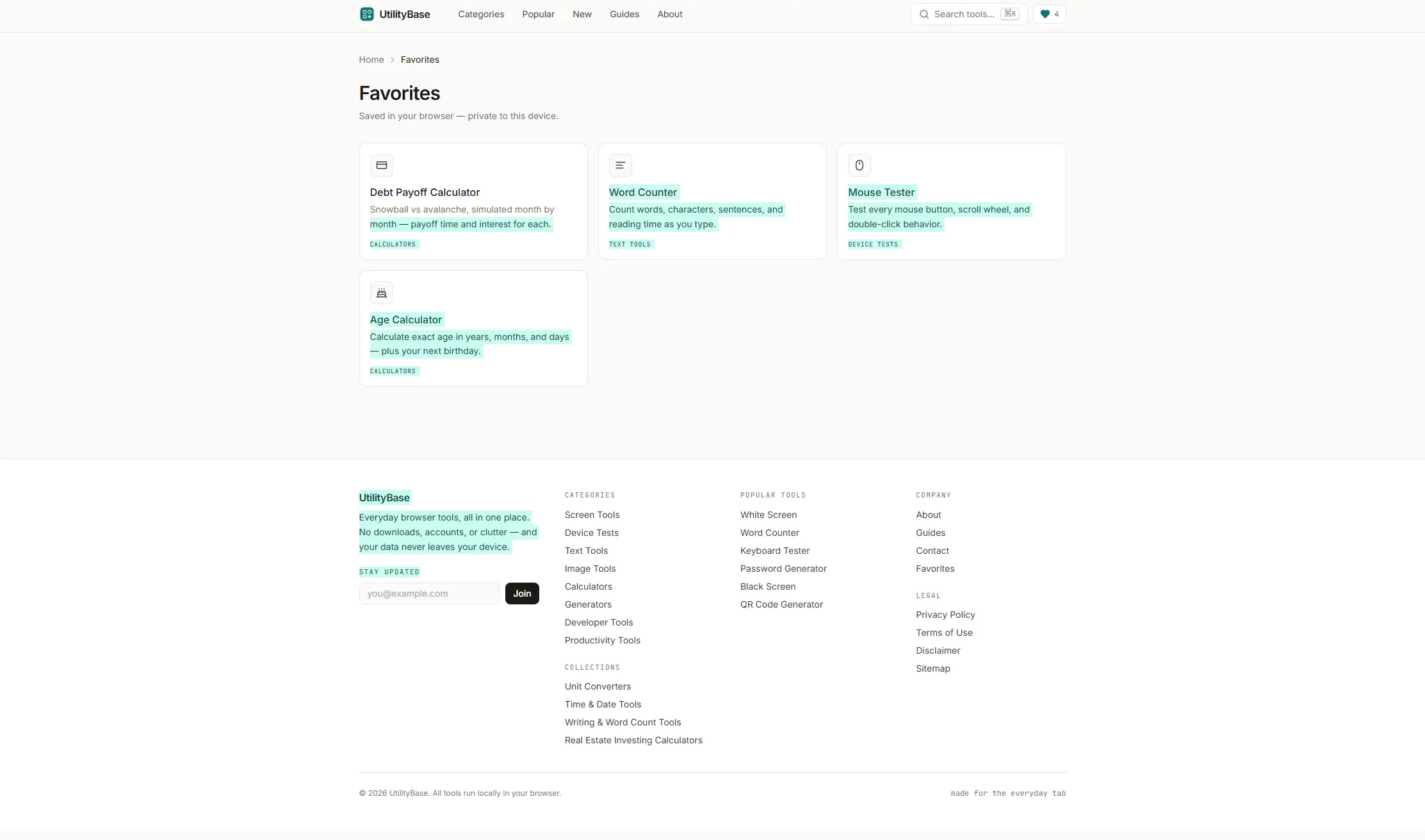 UtilityBase — Everyday browser tools gallery image
