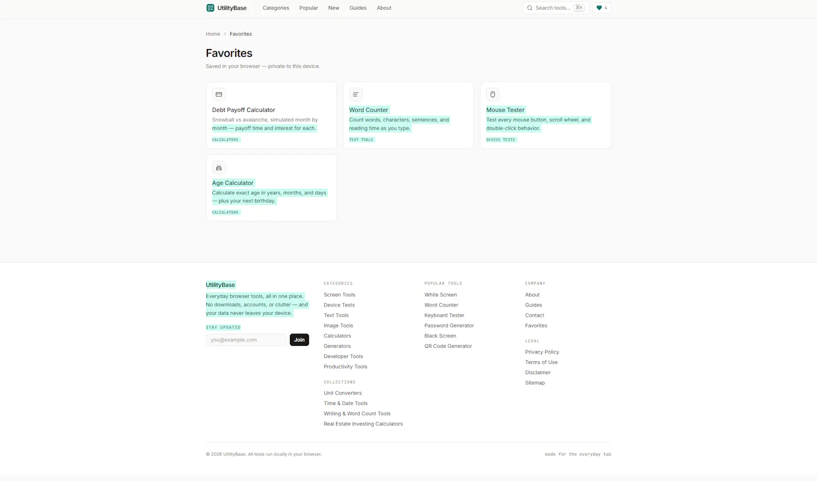 UtilityBase — Everyday browser tools screenshot 1