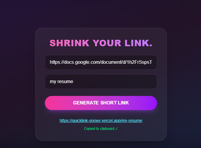 QuickLink - Main product screenshot demonstrating key features and user interface
