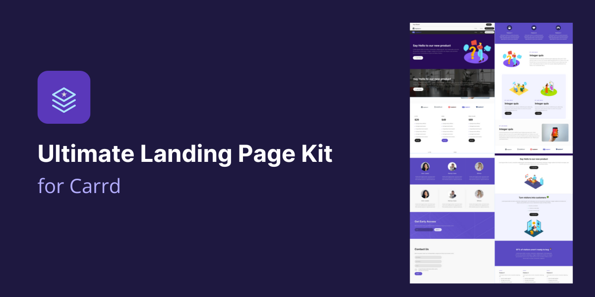 Ultimate Carrd Landing Page Kit - Voorgebouwde blokken voor het maken van uw volgende carrd -bestemmingspagina media 2