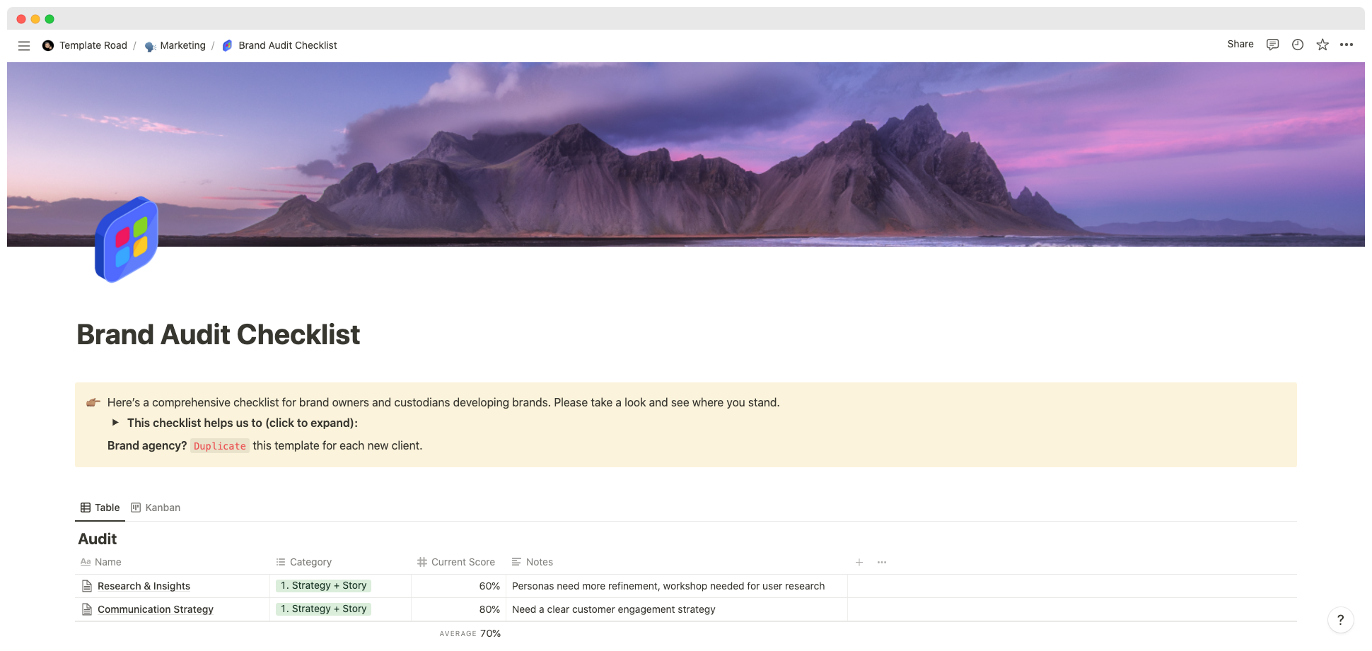 Notion Brand Audit Checklist Template gallery image