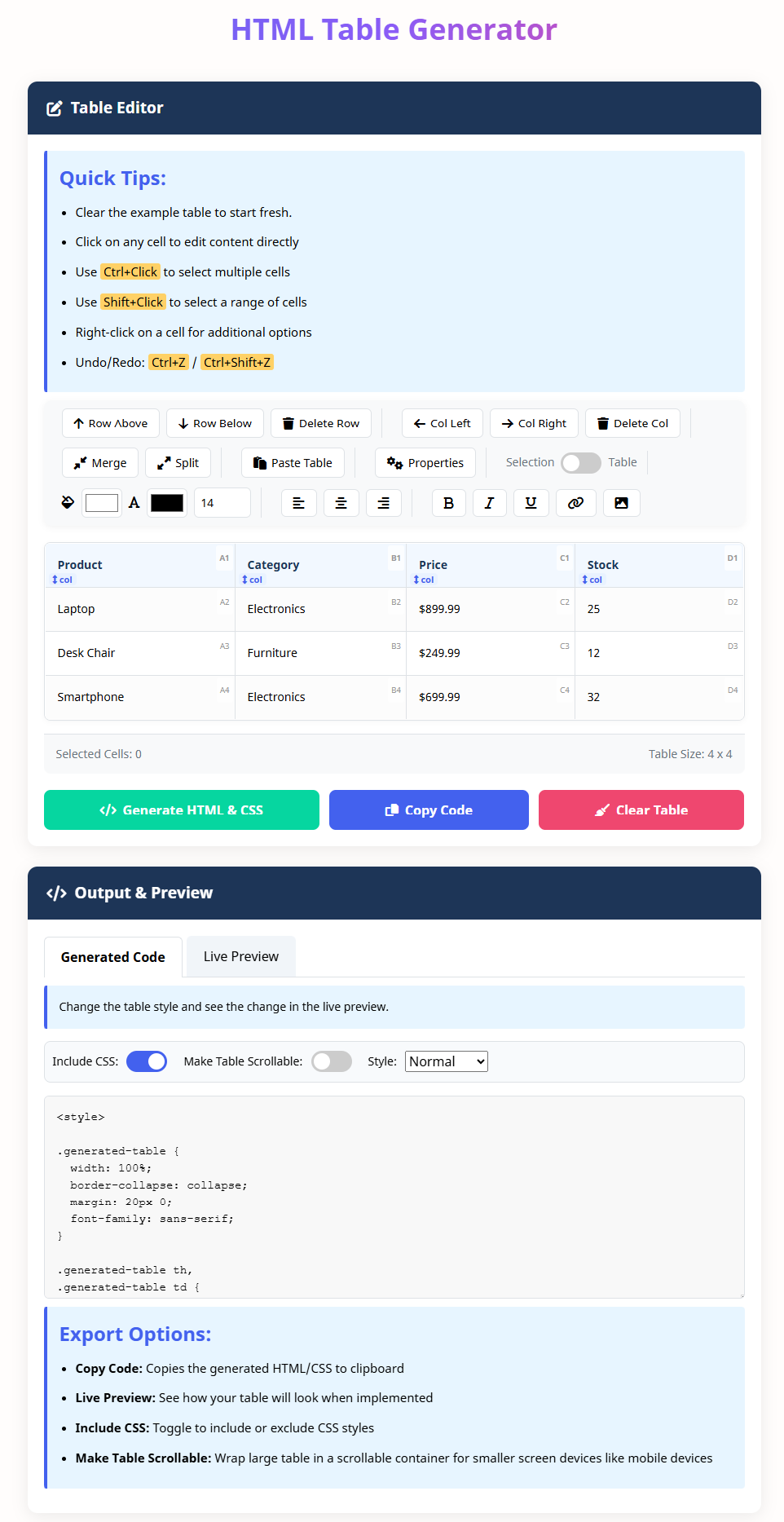 HTML Table Generator gallery image