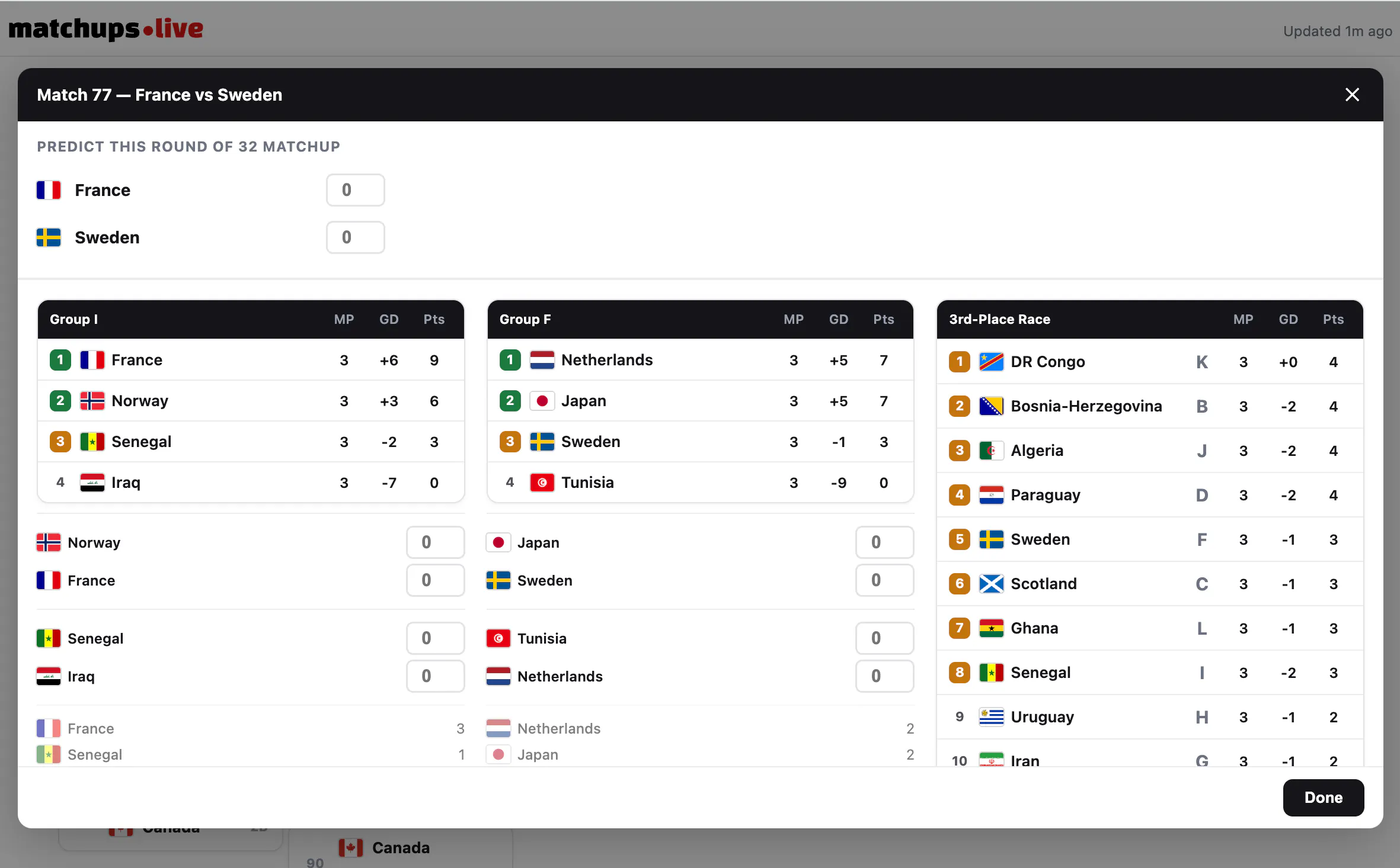 Live Interactive World Cup 2026 Bracket gallery image