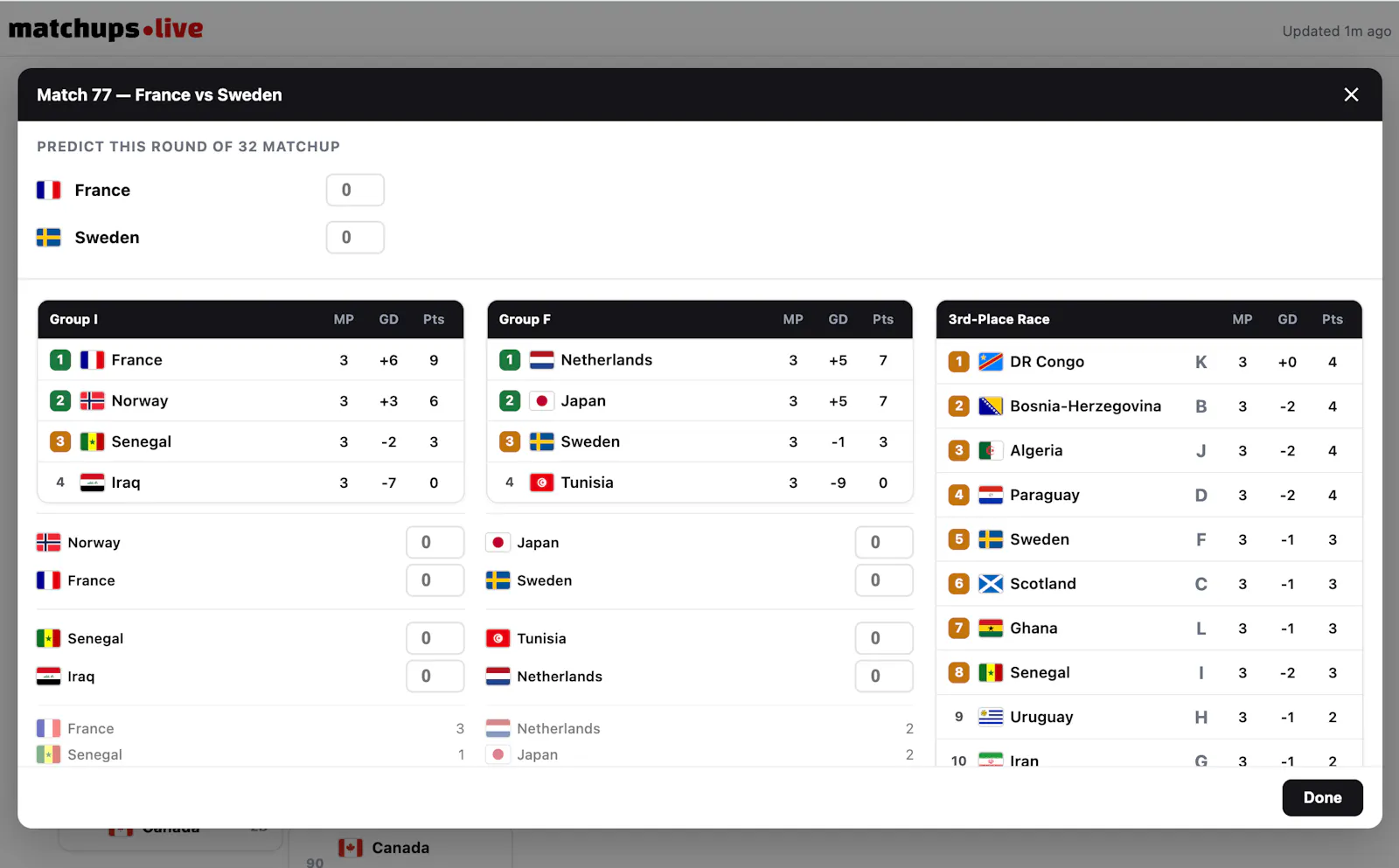 Live Interactive World Cup 2026 Bracket screenshot 3