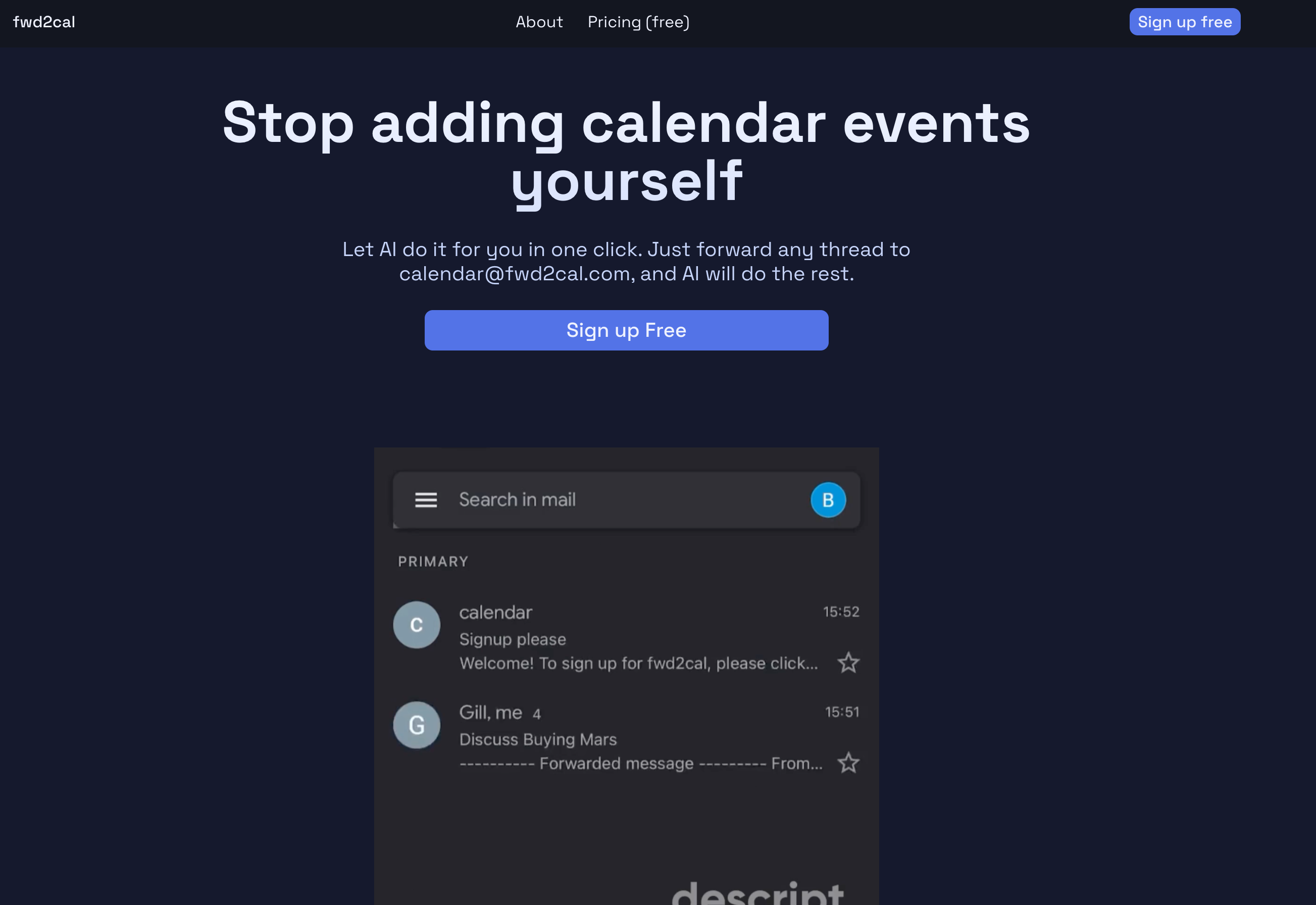 fwd2cal - Forward email, get a calendar invite - that's it