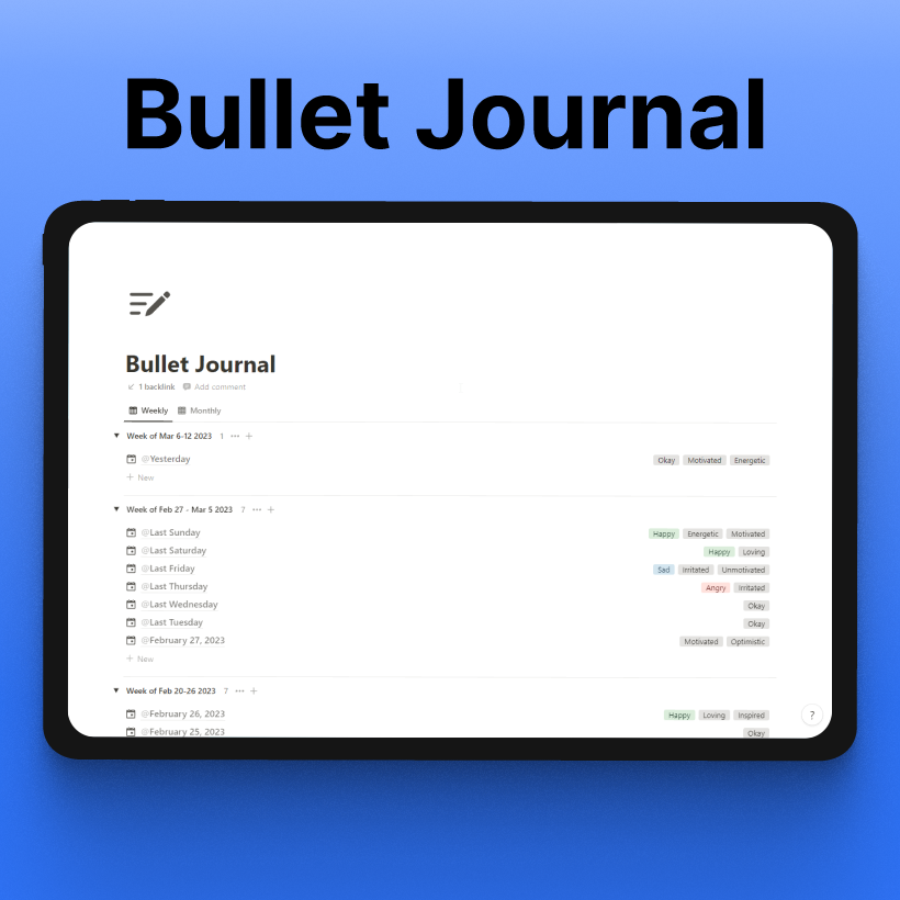 마음 챙김 부스트 : Notion Bullet Journal