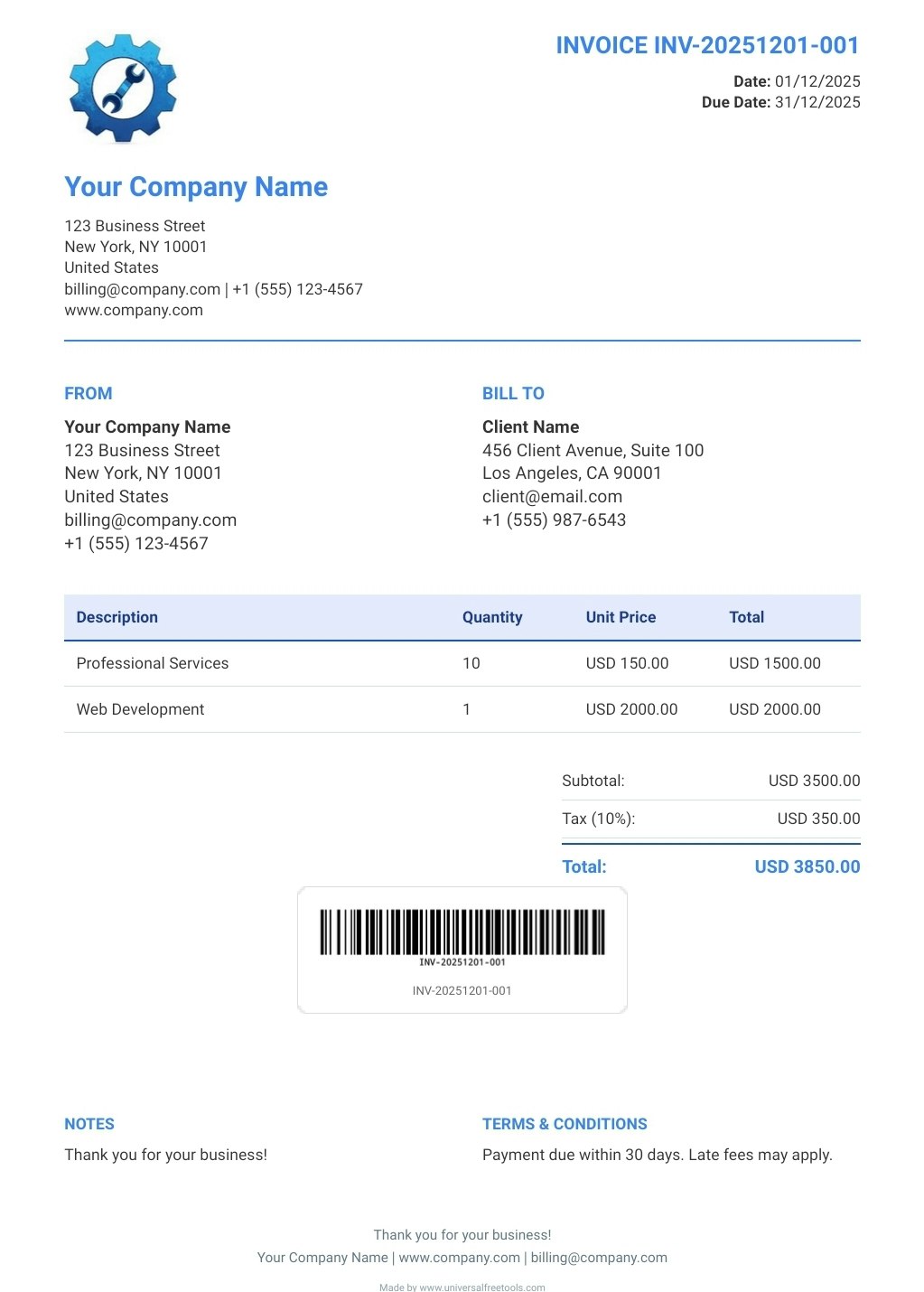 Professional Invoice Generator gallery image