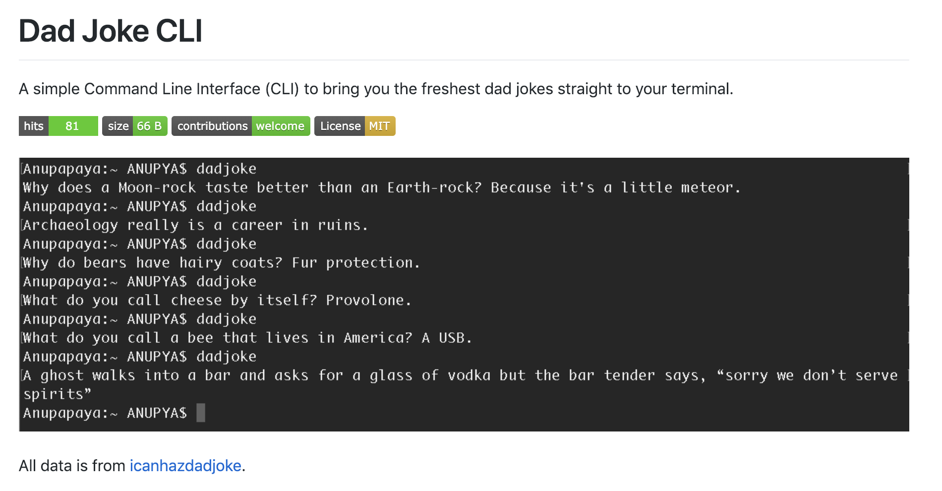 Dad Joke CLI Image