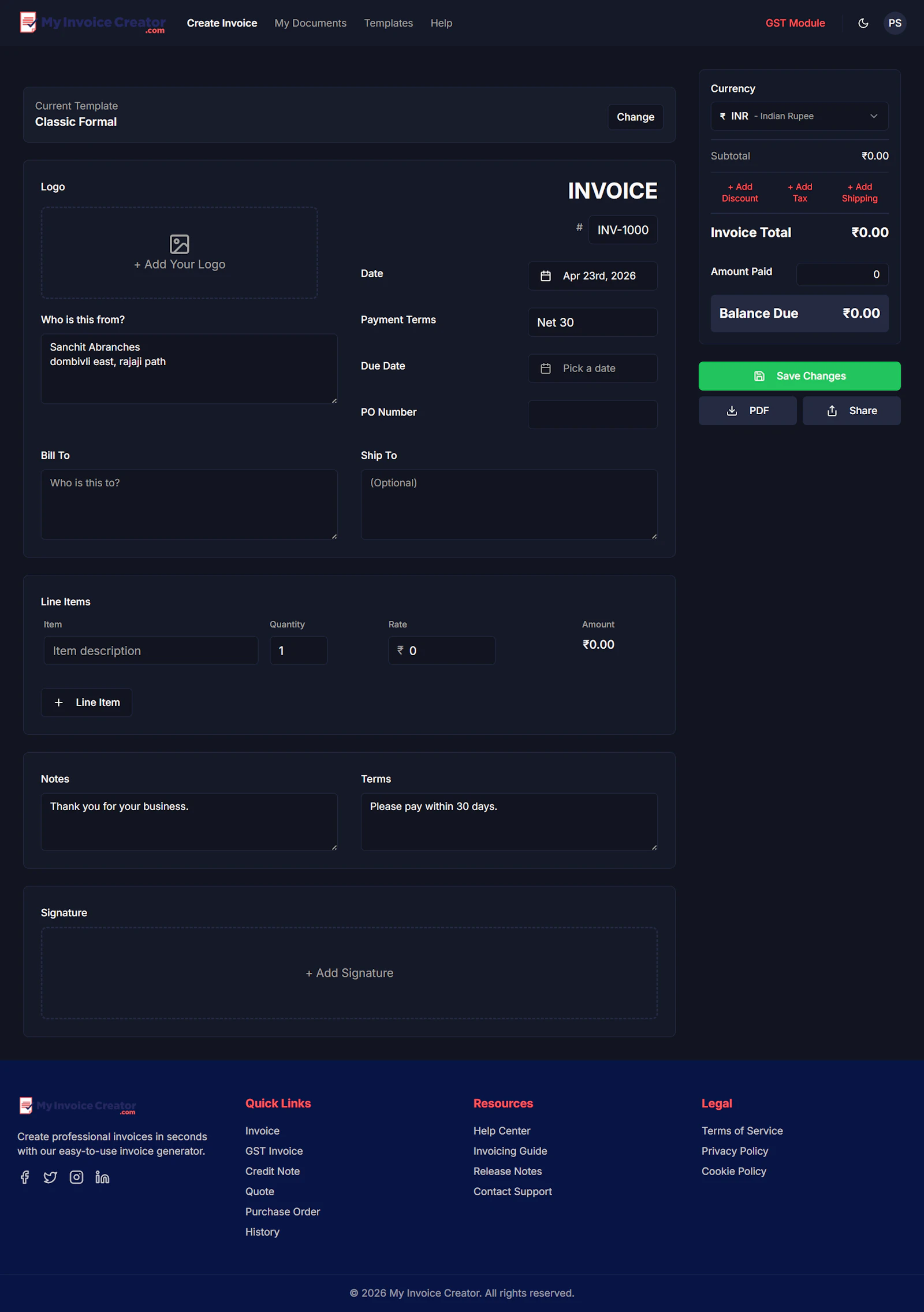 My Invoice Creator screenshot 2