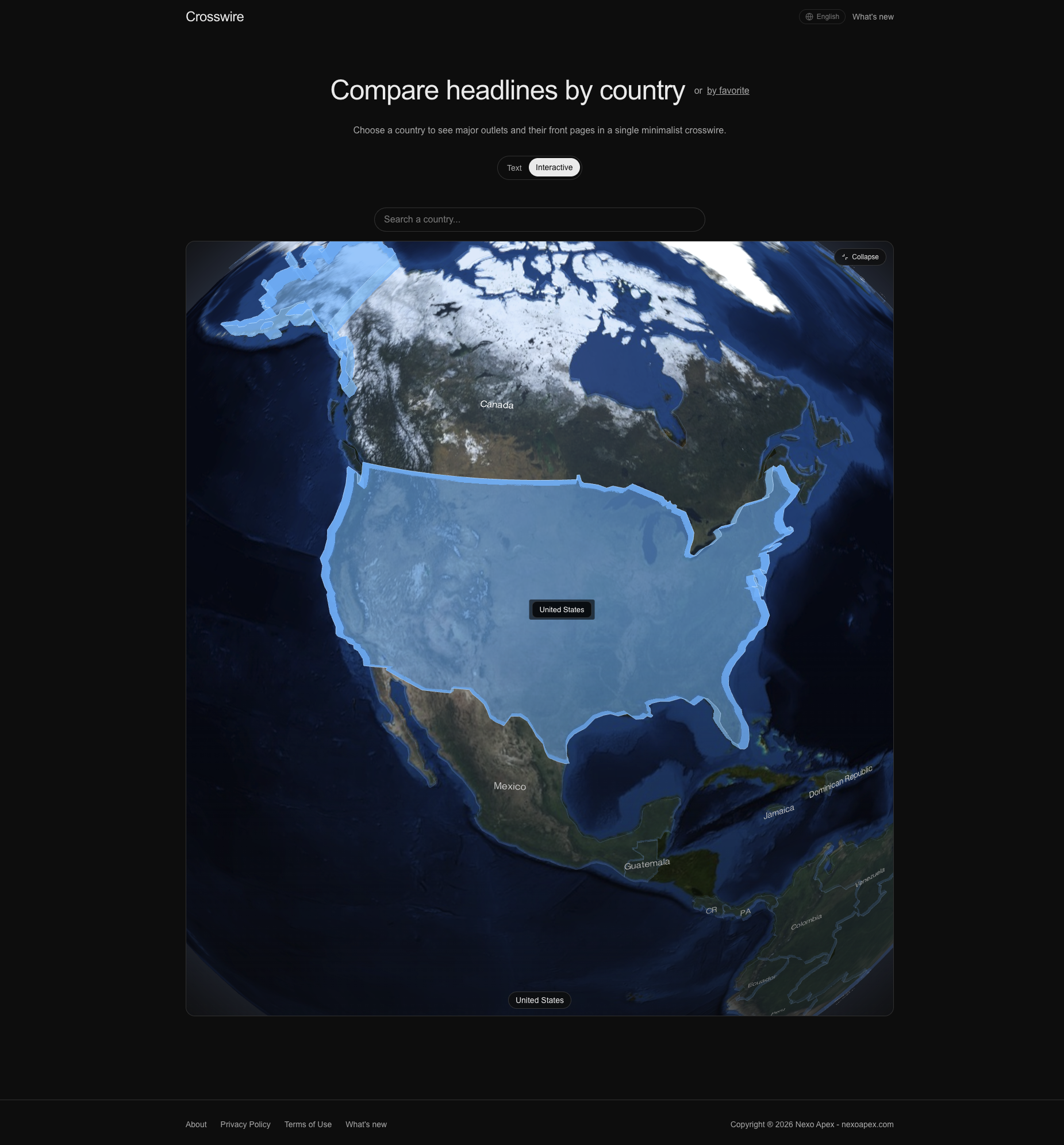Crosswire — Compare Headlines by Country gallery image