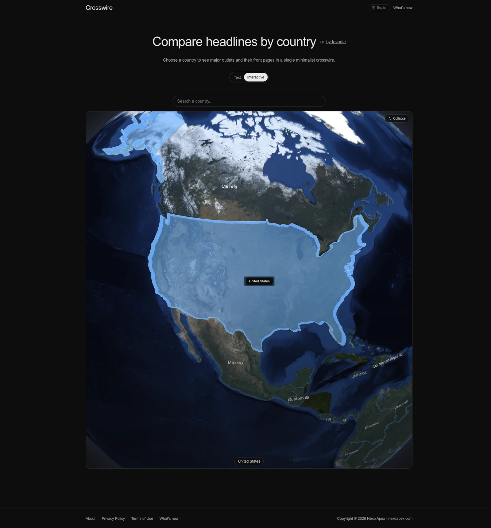 Crosswire — Compare Headlines by Country screenshot 1