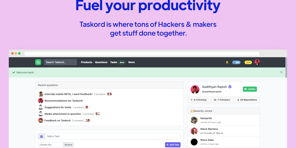 Taskord: Don't fake just make! | Product Hunt