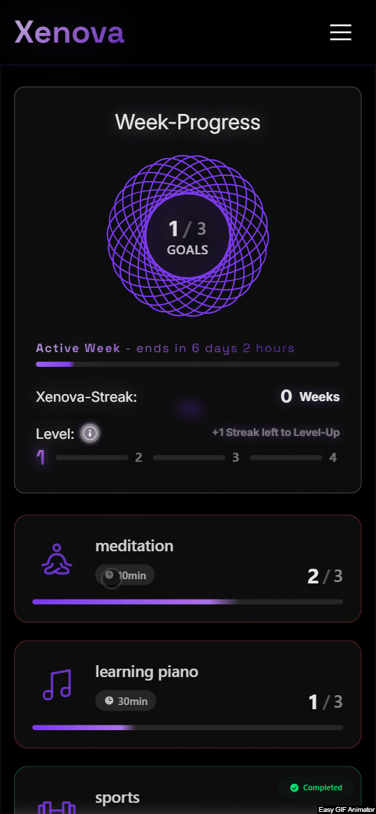 Xenova - habit tracker - Main product screenshot demonstrating key features and user interface