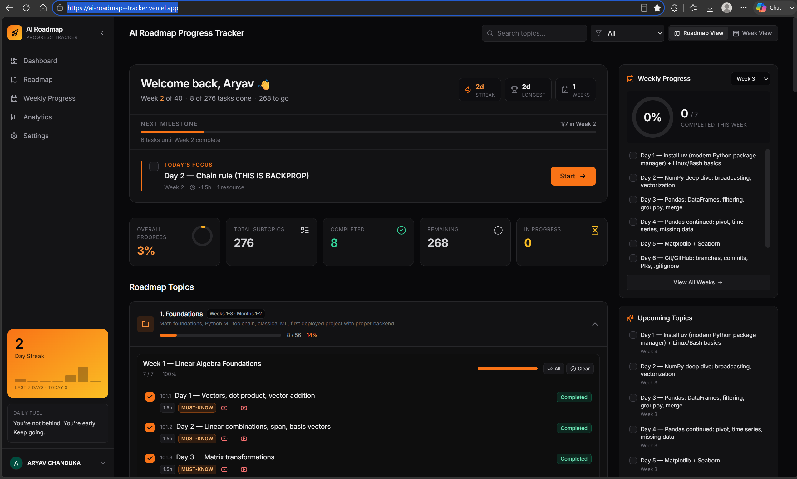 AI ROADMAP AND PROGRESS TRACKER gallery image
