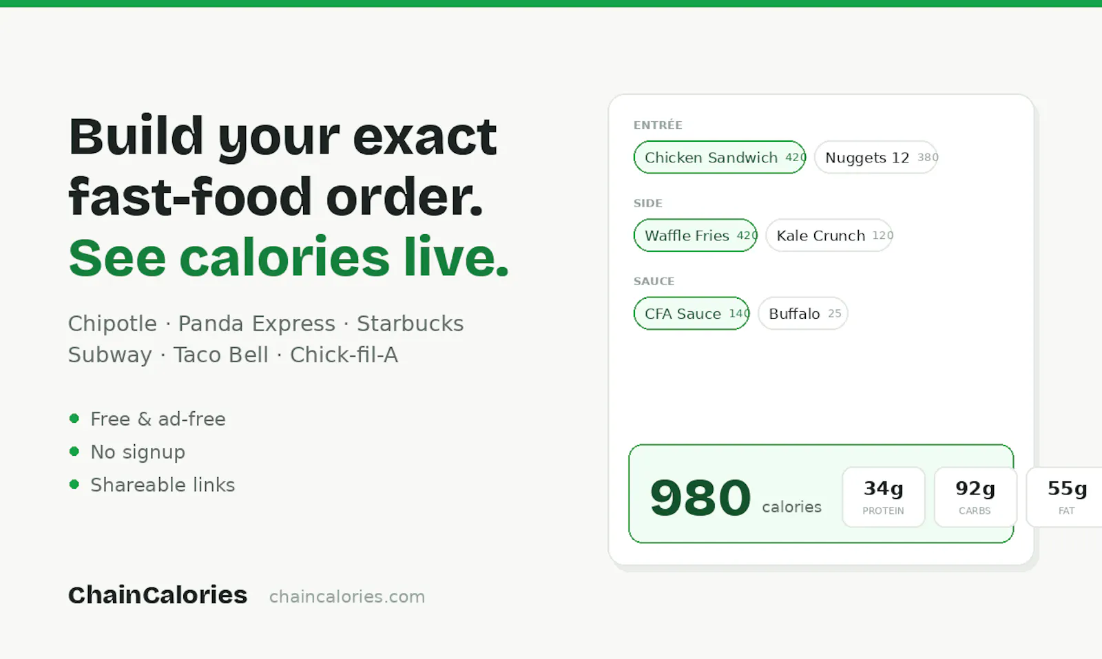 ChainCalories screenshot 1