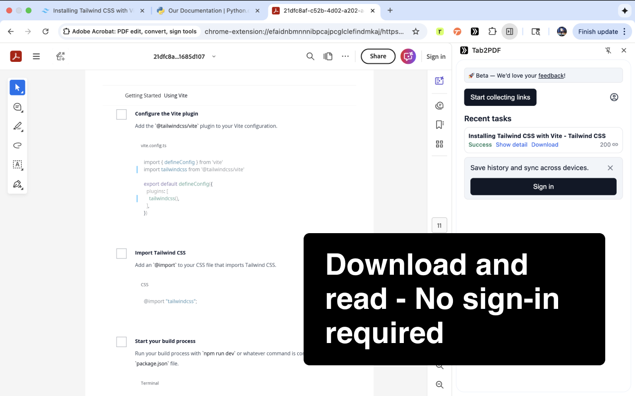 Tab2PDF — Hover. Collect. Download. Done gallery image