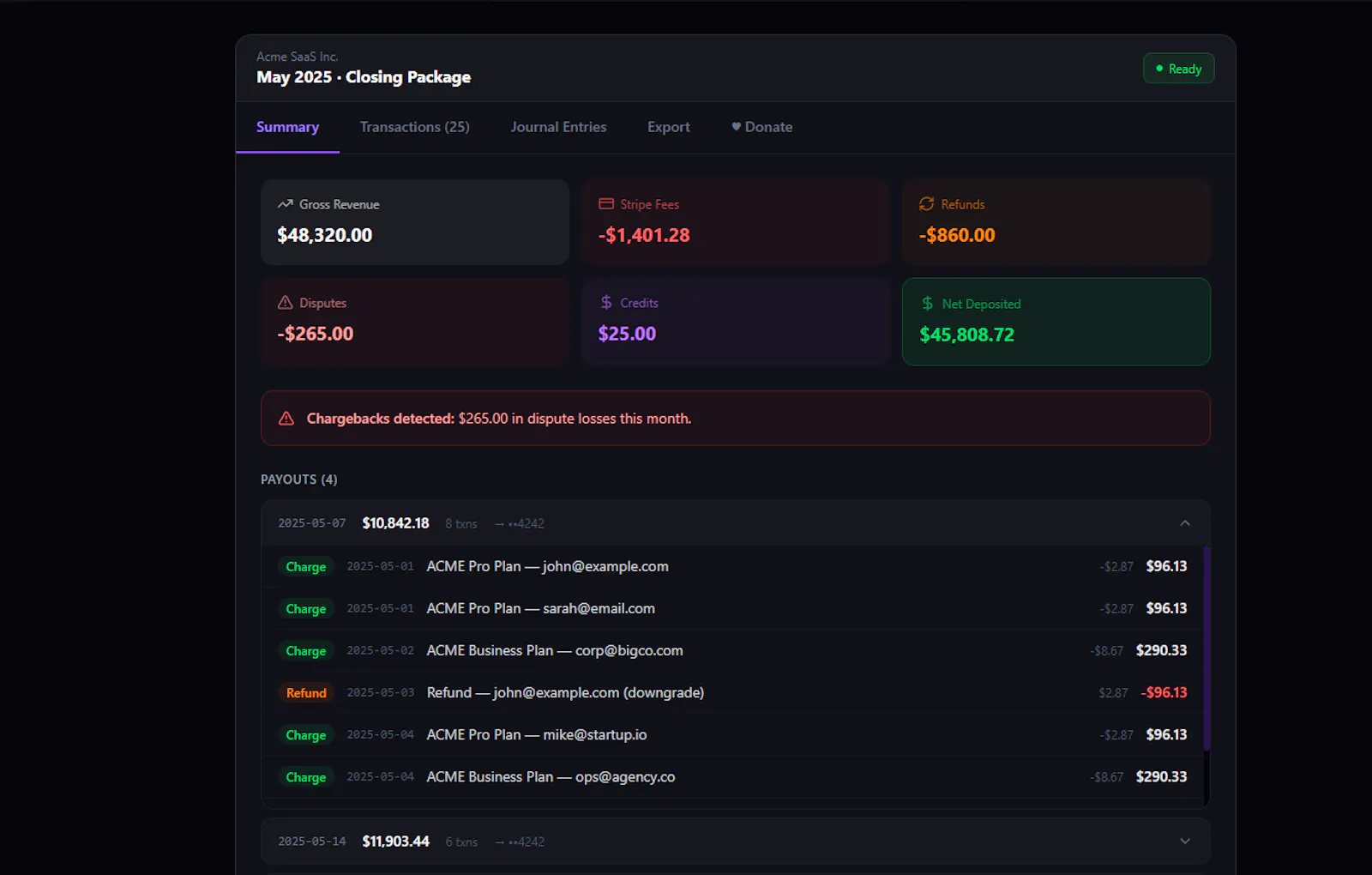 StripeClose screenshot 1