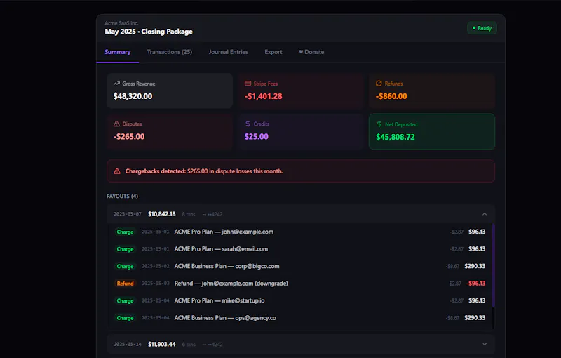 StripeClose screenshot 1