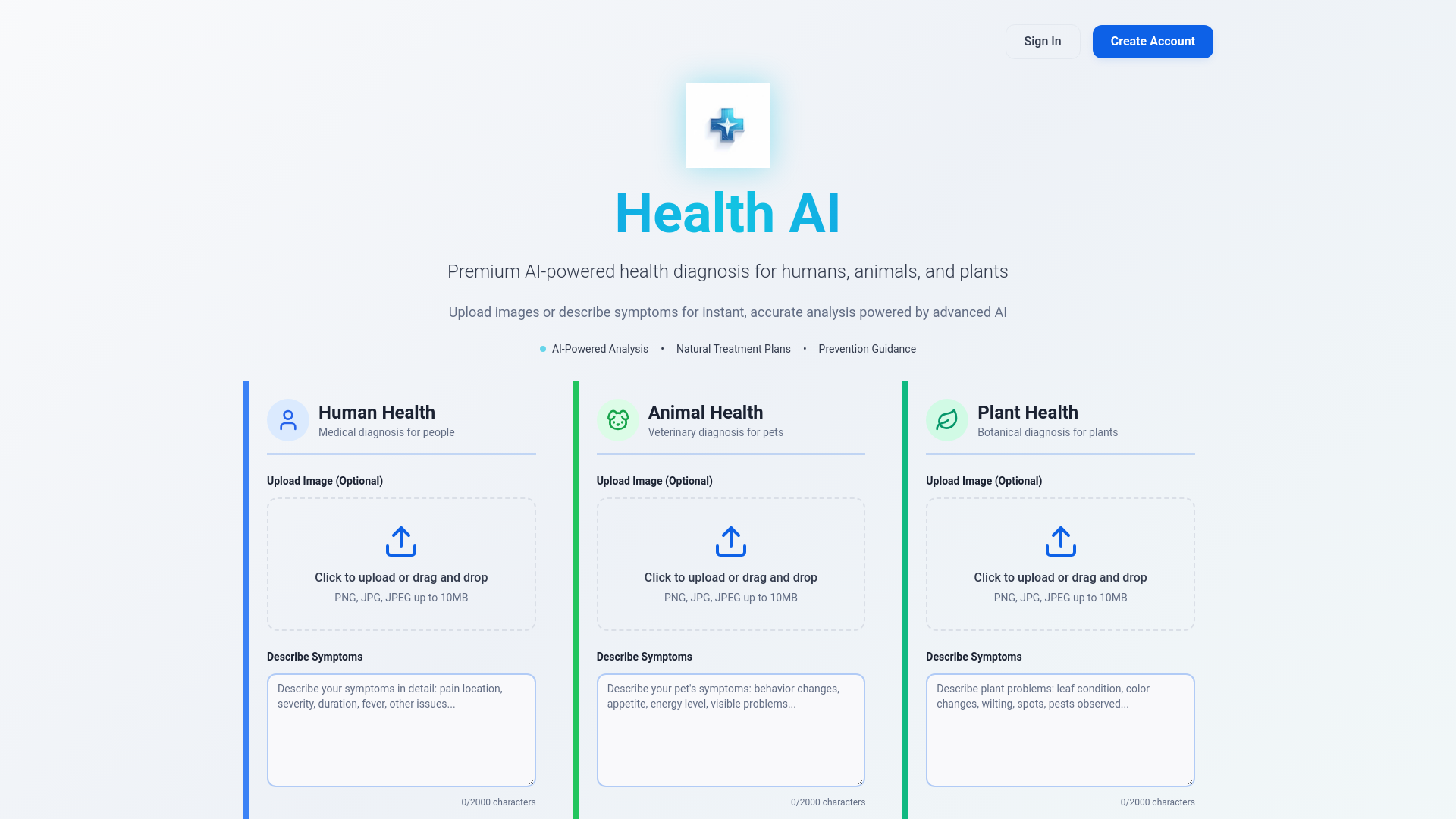 Health ai  - Main screenshot showing features and interface