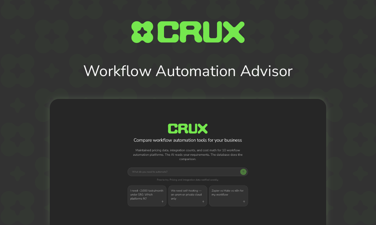 Crux - Compare Workflow Automation Tools gallery image